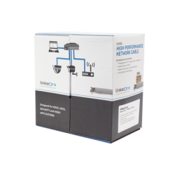 Bobina de cable de 305 m, ( 1000 ft ), Cat5e, alto desempeño, de color Gris, UL, para aplicaciones en video vigilancia, redes de datos. Uso Interior