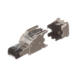 Plug RJ45 Blindado, Instalación Recta, Terminación en Campo Certificable, Compatible con Cat5e, Cat6 y Cat6A, Color Plata