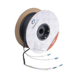Carrete de Fibra Óptica Monomodo con Conectores LC-LC Duplex, Reforzada con Kevlar, de 100 metros, Para instalaciones subterráneas por tubería