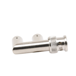 Adaptador Triple en F para 75 Ohm, de Conector BNC Macho a Doble BNC Hembra, Níquel/ Oro/ Delrin.