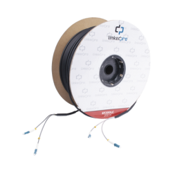 Carrete de Fibra Óptica Monomodo con conectores LC-LC Duplex, Reforzada con Kevlar, de 200 metros, Para instalaciones subterráneas por tubería