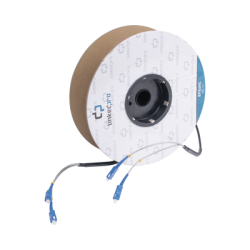 Carrete de Fibra Óptica Monomodo con Conectores SC-SC Duplex, Reforzada con Kevlar, de 50 metros, Para instalaciones subterráneas por tubería