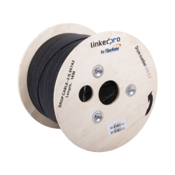 Carrete de 1 km de Fibra Óptica Drop, Interior/Exterior G.657A2 Monomodo de 2 hilos (bifibra), Diseñada para Fusionarse, Dieléctrica, Forro Negro , (No Soporta Conectores Mecánicos)