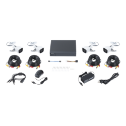 KIT TurboHD 1080p / DVR 4 canales / 4 Cámaras Bala de Metal / Fuente de Poder / Accesorios de Instalación