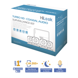 (MICRÓFONO Integrado) Kit TurboHD 1080p Lite / DVR 4 canales / Audio por Coaxitron / 4 Cámaras Bala de Policarbonato con Micrófono Integrado