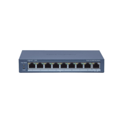 Switch Administrable PoE+ / 8 puertos 100 Mbps PoE+ / 1 puerto 1000 Mbps de Uplink / PoE hasta 300 Metros / Conexión Remota desde Hik-ParnerPro / 110 W
