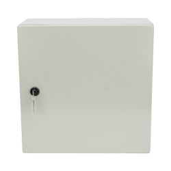 Gabinete de Acero IP66 Uso en Intemperie (400 x 400 x 200 mm) con Placa Trasera Interior de Metal y Compuerta Inferior Atornillable (Incluye Chapa y Llave PST407)