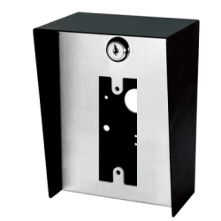 Gabinete para Montaje en Poste ENFORCER / Carcasa de Acero con Pintura en Polvo / Placa Frontal de Acero Inoxidable con Bisagra / IP65 Impermeable / Incluye Herrajes de Montaje y 2 Llaves / Compatible con Dispositivos de Formato Angosto y Ancha