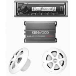 Kit de estereo con Bluetooth KMR-M332BT | Amplificador KAC-M1814  | mas Par de bocinas KFC-1613MRW