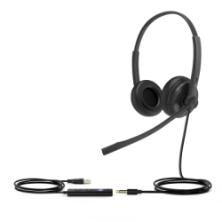 Diadema USB Alámbrica Yealink UH34 Dual Teams C/ Almohadillas de Cuero Compatible con Teléfonos IP Yealink y Computadoras