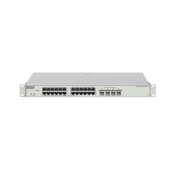 Switch Administrable Capa 3 con 24 puertos Gigabit PoE 802.3af/at + 4 SFP+ para fibra 10Gb, gestión gratuita desde la nube, 370w