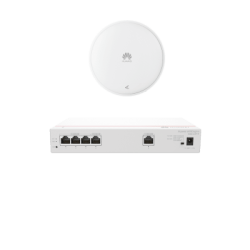 Kit DEMO de Router Multi-Servicio / 1 puerto 10/100/1000 Mbps(WAN) / 4 puertos 10/100/1000 Mbps(LAN) PoE / 50W + Punto de Acceso Wi-Fi 7 / 3.5 Gbps / MU-MIMO 2x2 (2.4GH y 5GHz) / Smart Antenna más cobertura / Instalación en techo y pared