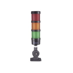 Torre LED Indicadora de estado de 3 niveles color Rojo, Ámbar y Verde, con Buzzer integrado a 85 dB,  a 110-240 VCA con Montaje incluido de 60 mm de diámetro