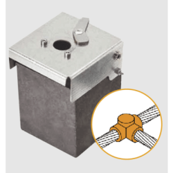 Molde de grafito horizontal unión en T horizontal de cable 1/0 AWG (pasante) con cable 1/0 AWG (terminal).