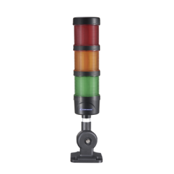 Torre LED Indicadora de estado de 3 niveles color Rojo, Ámbar y Verde, con Buzzer integrado a 85 dB,  a 24 VCD con Montaje incluido de 60 mm de diámetro