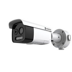Cámara Bala Bi-espectro Térmica y Óptica/ 5MP Óptica + 256×192 Térmica / IA para Detección Humana 84m y Vehicular 210m / Alarma por Temperatura -20°C a 150°C / Detección de Fuego y Fumadores /