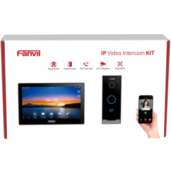 Kit Videoportero IP Fanvil VIK-01, Estación Interior SIP i504W + Frente de Calle i60, Llamadas HD, Desbloqueo Remoto, App Fanvil Link, Wi-Fi 2.4G/5G, PoE