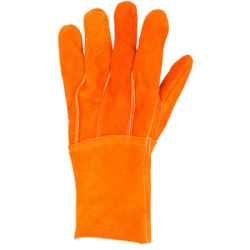 Guantes de Carnaza Largo/ Refuerzo en Palma / Resistente a Abrasión y Temperaturas Moderadas.