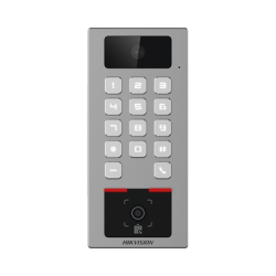 Teclado con Lector Físico de QRs para Exterior Antivandálico IP65 & IK09 con función de Videoportero Multiapartamento / Tarjeta, Código QR, PIN o App HikConnect  / Cámara 2 MP compatible con NVRs / Soporta b