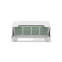 Distribuidor de Fibra Óptica para 144 empalmes, con 144 acopladores SC/APC y 144 pigtails, 19