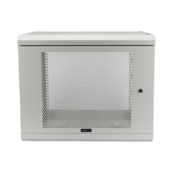 Gabinete de Pared de 9U con Puerta Perforada 455 mm de Profundidad, Rack de 19'', Acero Reforzado Color Gris Mate