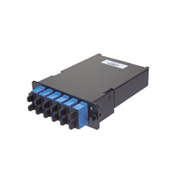 Placa Acopladora de Fibra Óptica FAP, Con 12 Pigtails y 6 Conectores LC Duplex (12 Fibras), Para Fibra Monomodo OS1/OS2, Color Azul