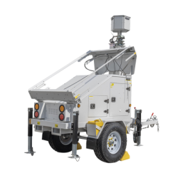 Traila / Remolque con Mástil Retráctil de 7.5 m. para Videovigilancia o Iluminación, con Bases para Instalar Paneles Solares y Baterías (No incluidos)